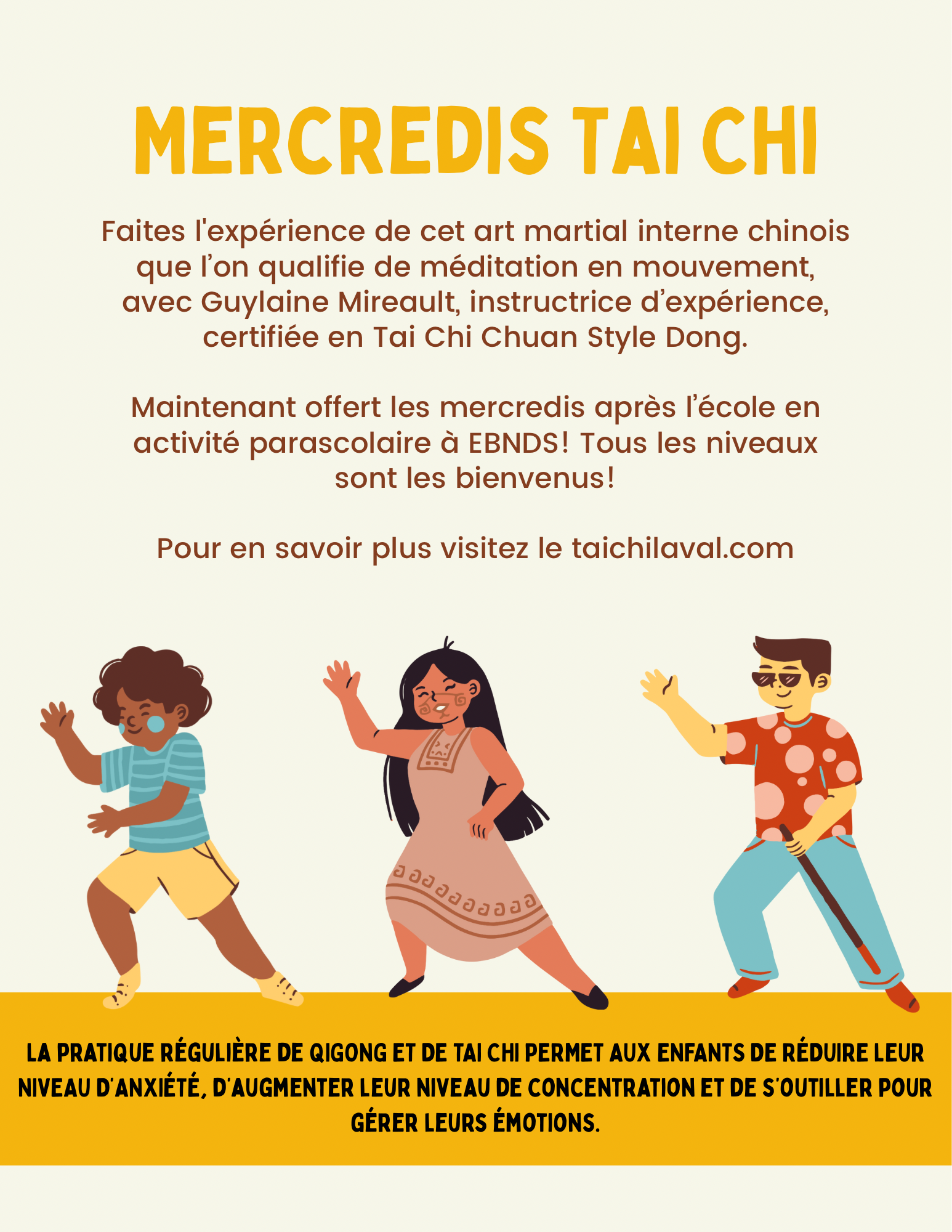 Jaune Illustré Tai Chi Mardi Événement Instagram Publication (Prospectus immobilier)