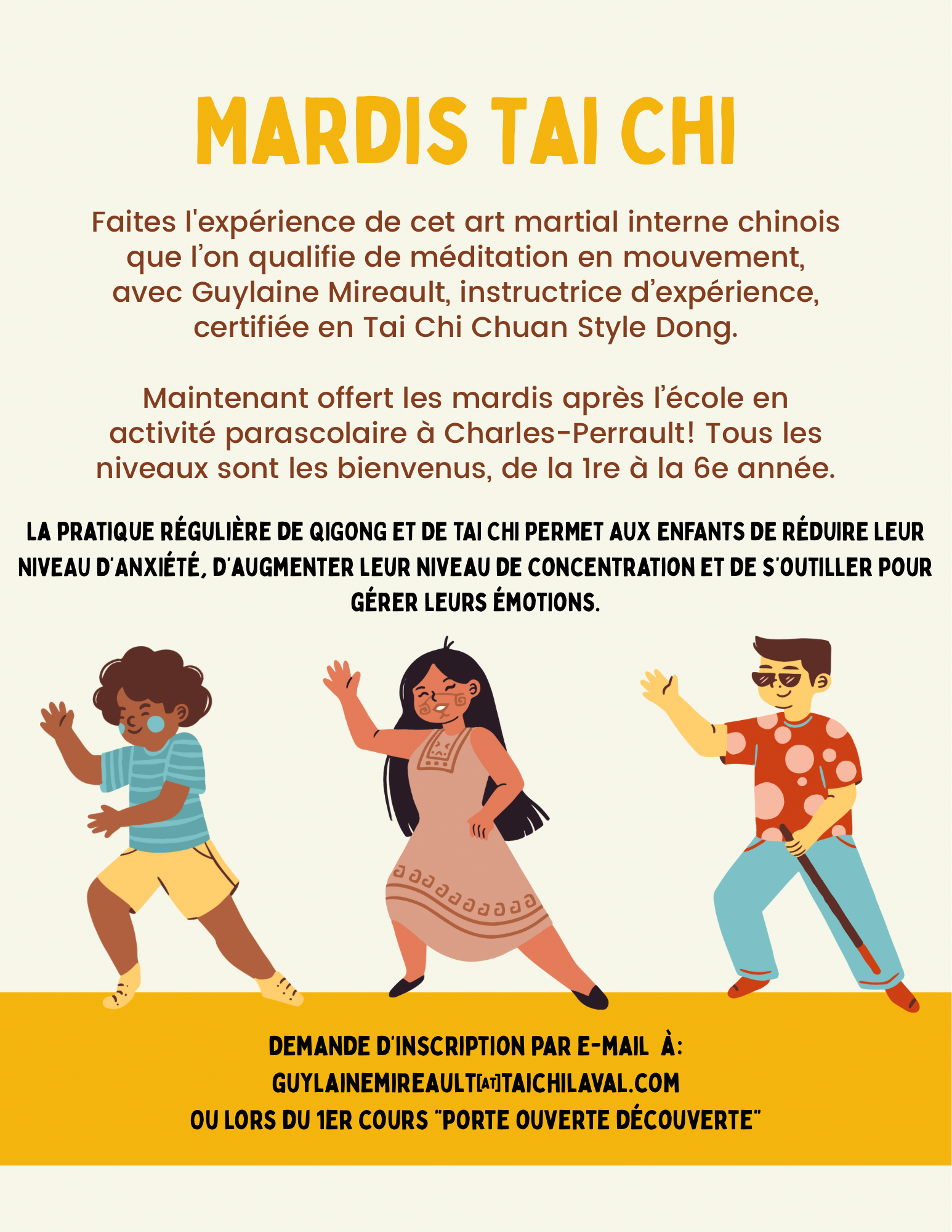Jaune Illustré Tai Chi Mardi Événement Instagram Publication (Prospectus immobilier)